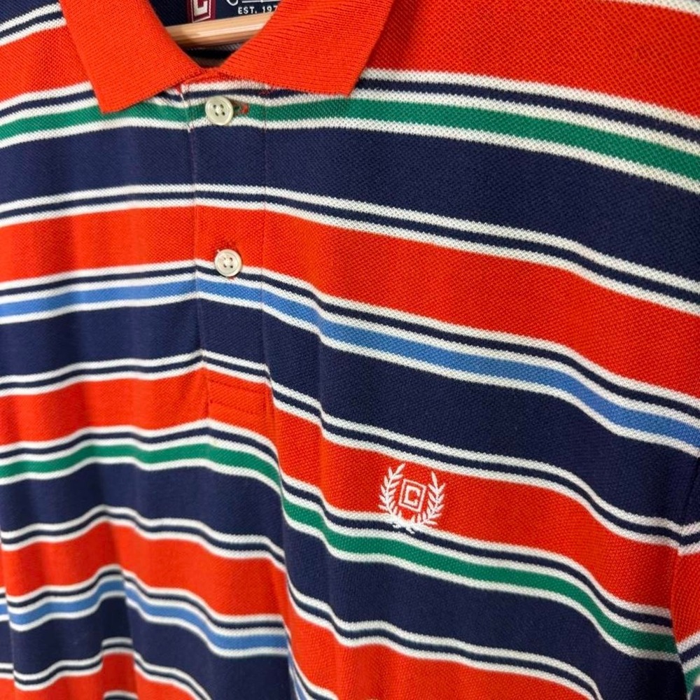 Chaps Polo Ralph Lauren Horizontal Striped Cotton Polo Shirt Mens Large - Picture 2 of 5
